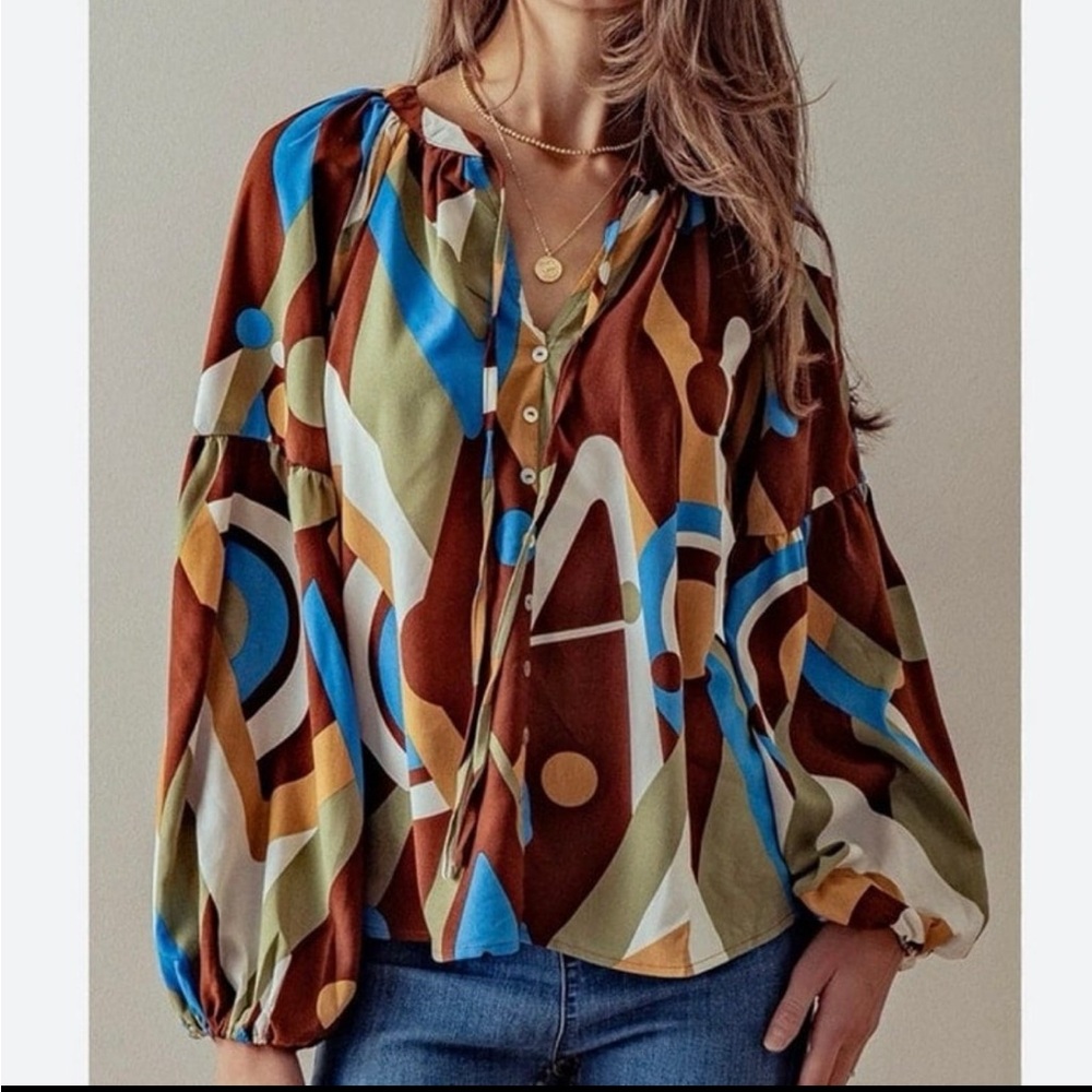 NWT August Sky Blouse Size Medium
